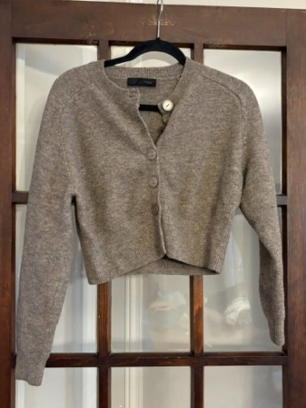 Zara Taupe Cropped Cardigan, Size Small